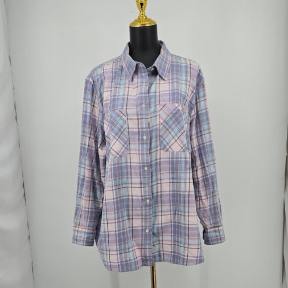 Lauren Ralph Lauren Plaid  Women's Shirt in Blue Pink Button Front Plus Size 3X - Picture 1 of 11